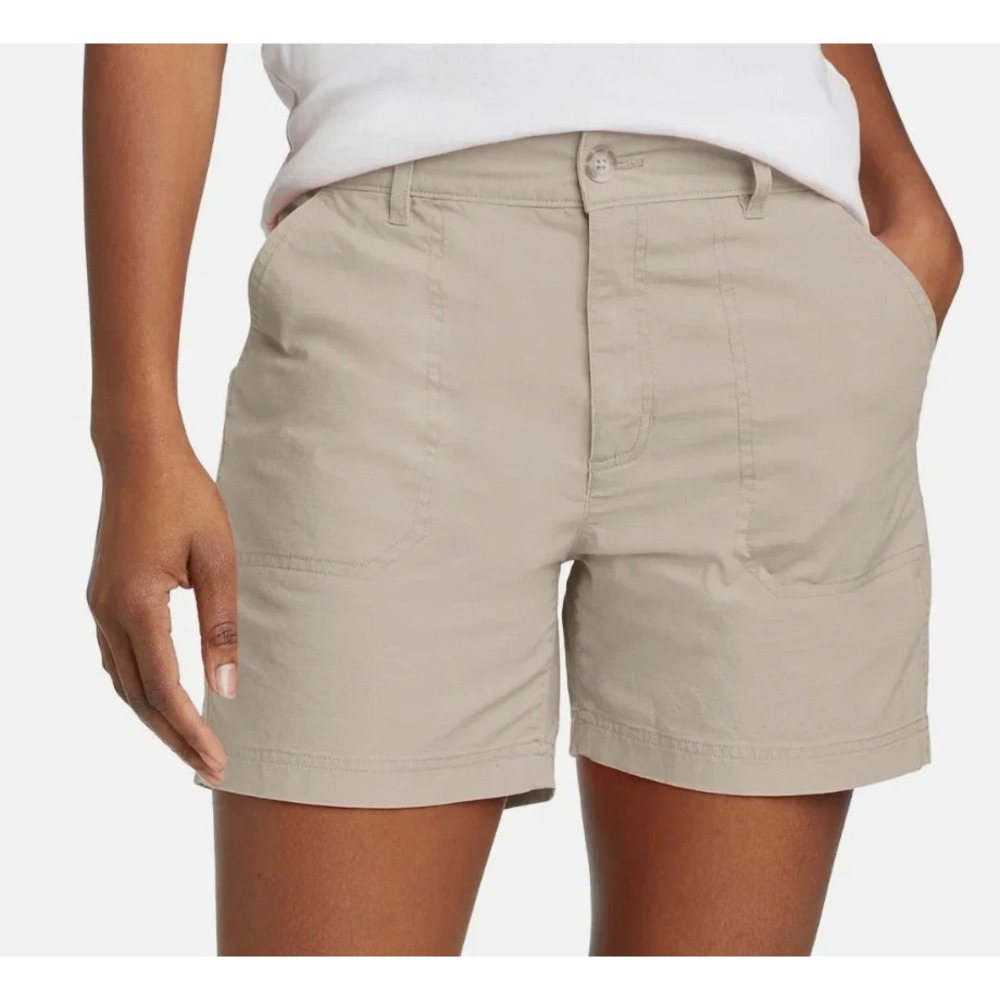 Eddie Bauer Women's Ripstop Shorts 5" Inseam, Tan, Size 12, New